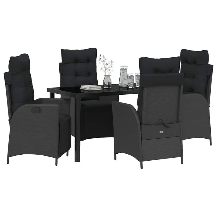 Have Spisebordssæt 5 pcs Sort Poly rattan