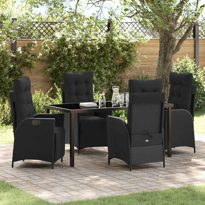 Have Spisebordssæt 5 pcs Sort Poly rattan