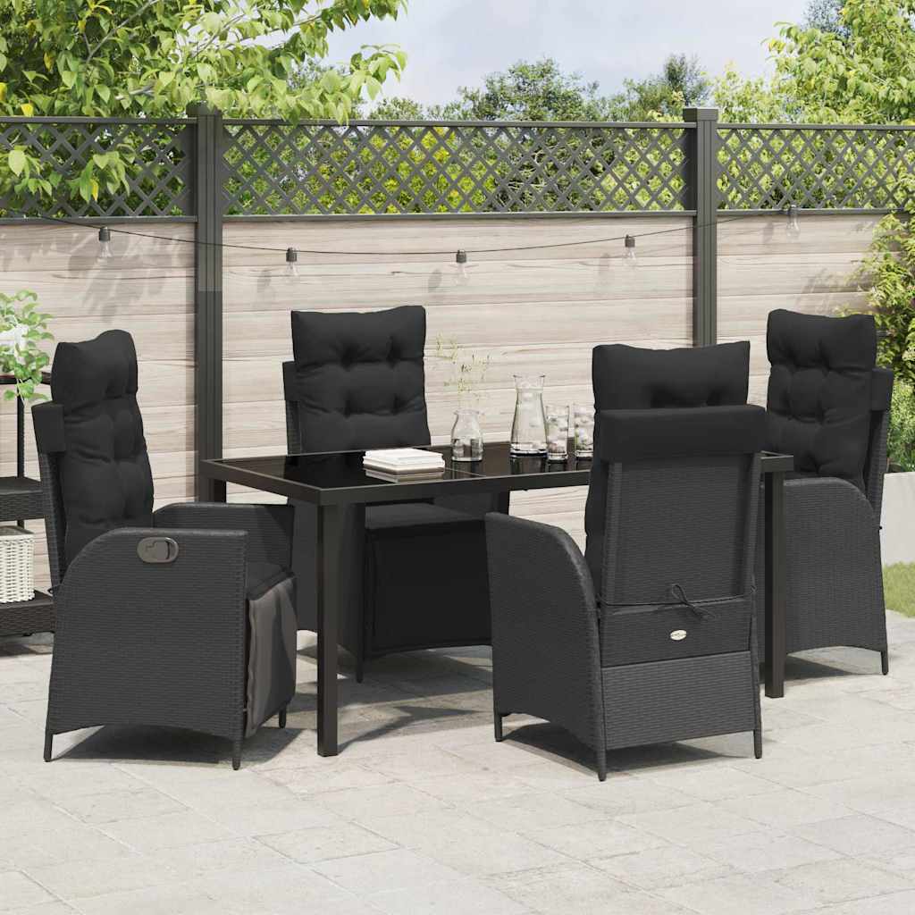 Have Spisebordssæt 5 pcs Sort Poly rattan