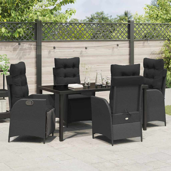 Have Spisebordssæt 5 pcs Sort Poly rattan