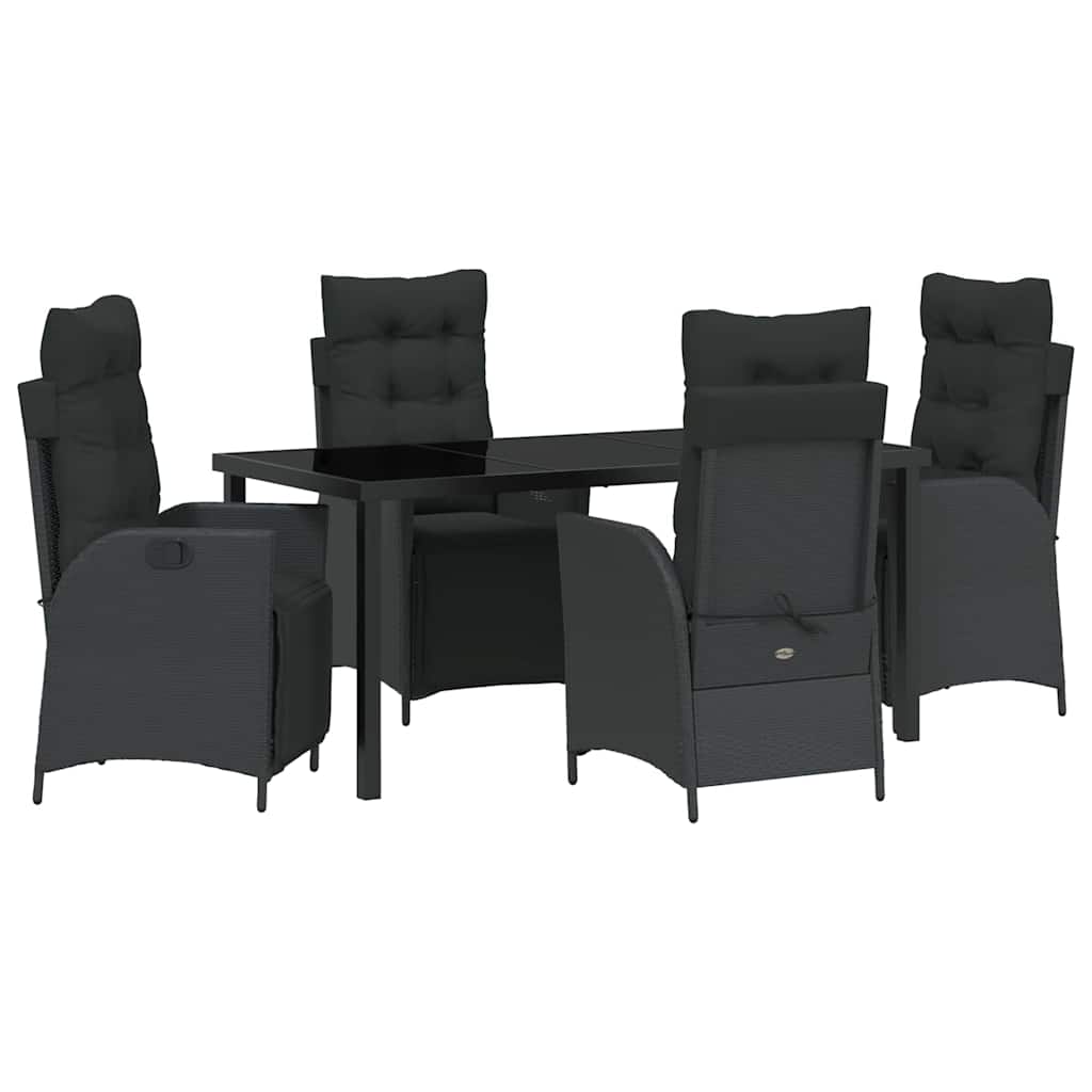 Have Spisebordssæt 5 pcs Sort Poly rattan