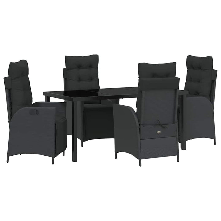 Have Spisebordssæt 5 pcs Sort Poly rattan