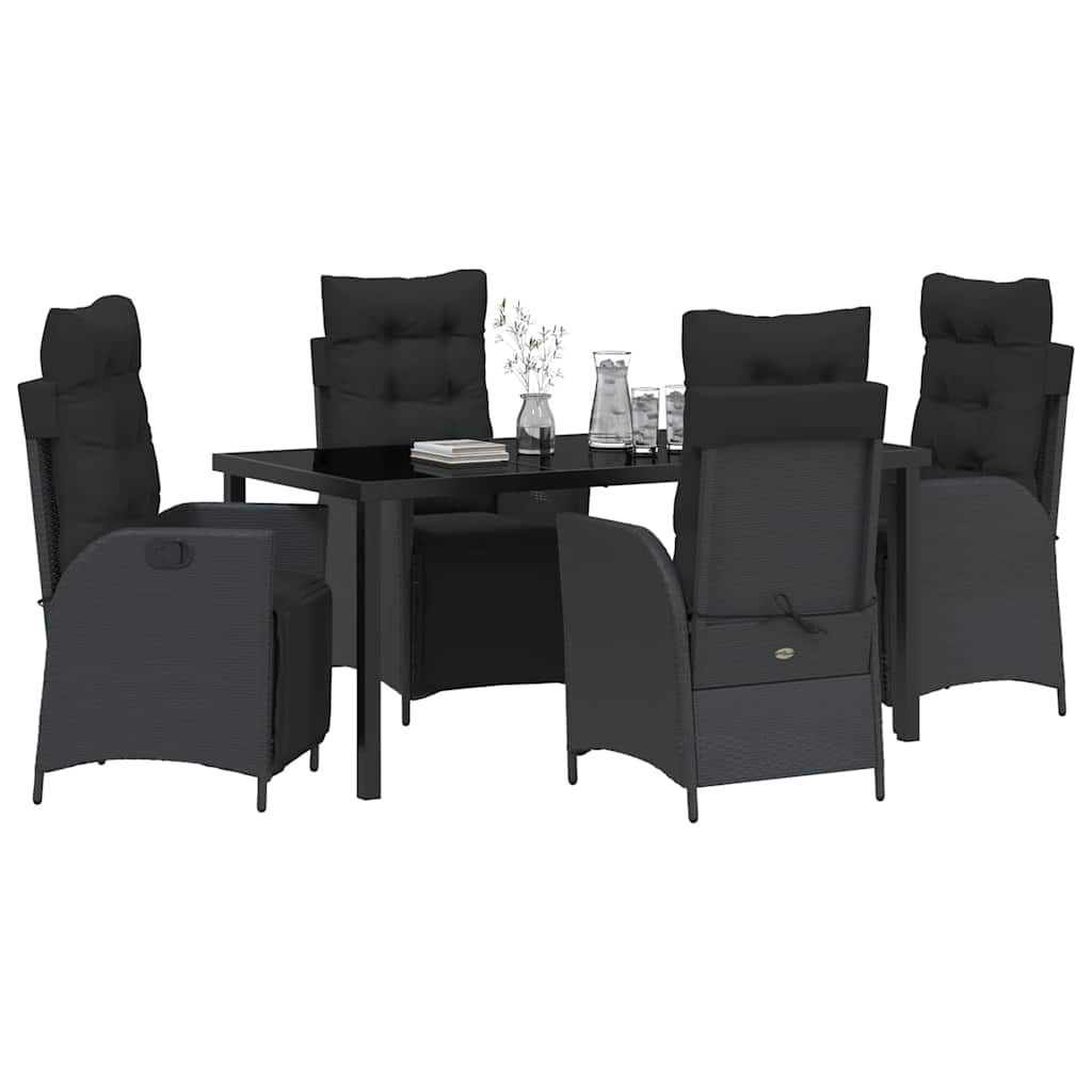 Have Spisebordssæt 5 pcs Sort Poly rattan