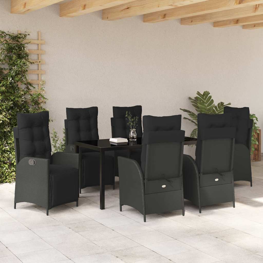 Have Spisebordssæt 7 pcs Sort Poly rattan