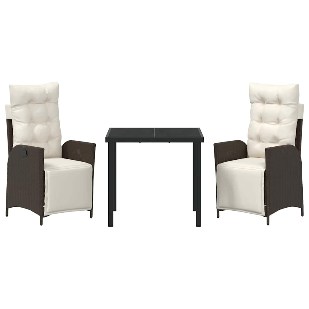 Have Spisebordssæt 3 pcs Brun Poly rattan