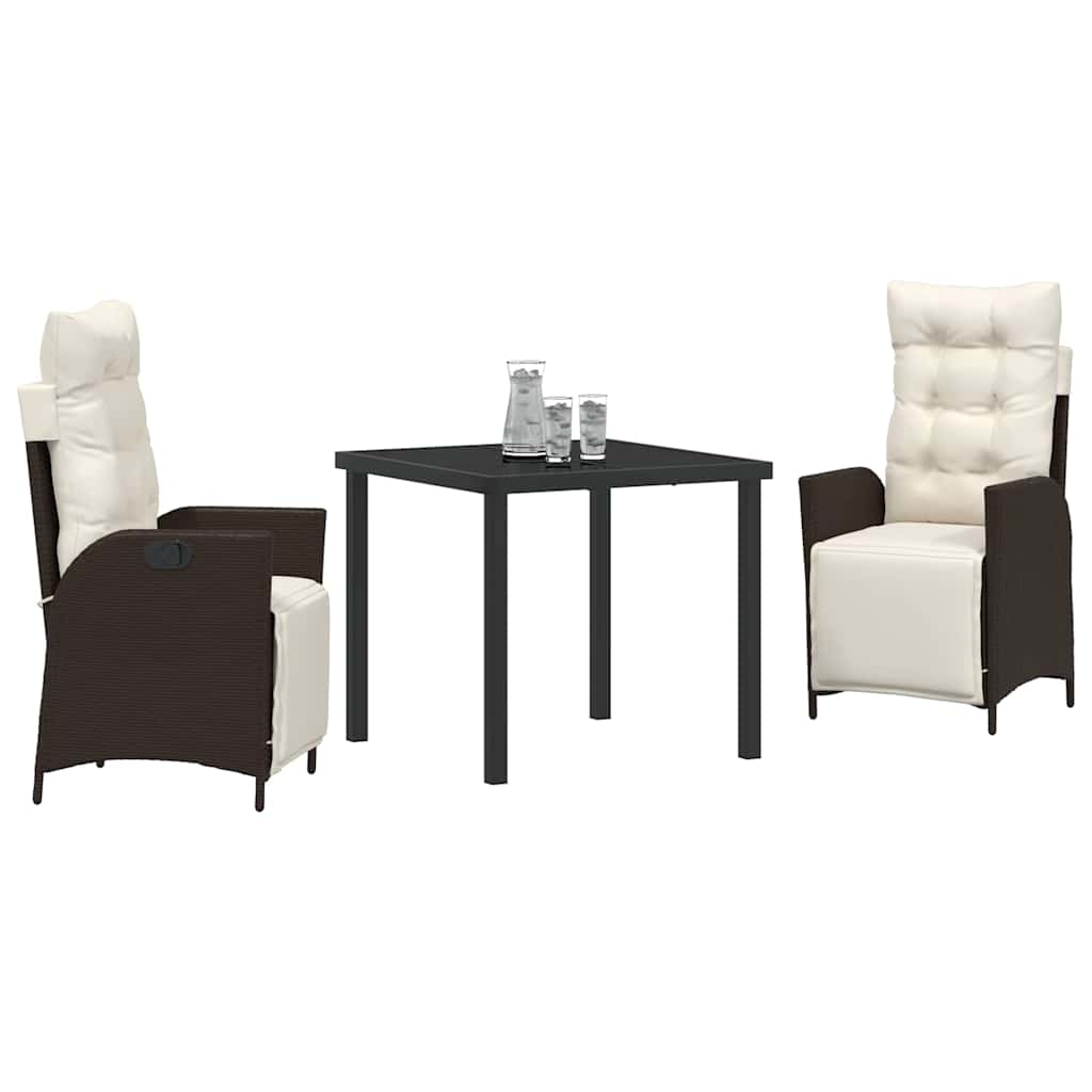 Have Spisebordssæt 3 pcs Brun Poly rattan