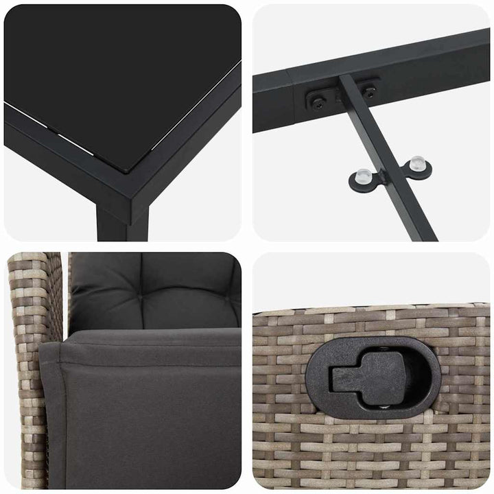 Have Spisebordssæt 3 pcs Grå Poly rattan