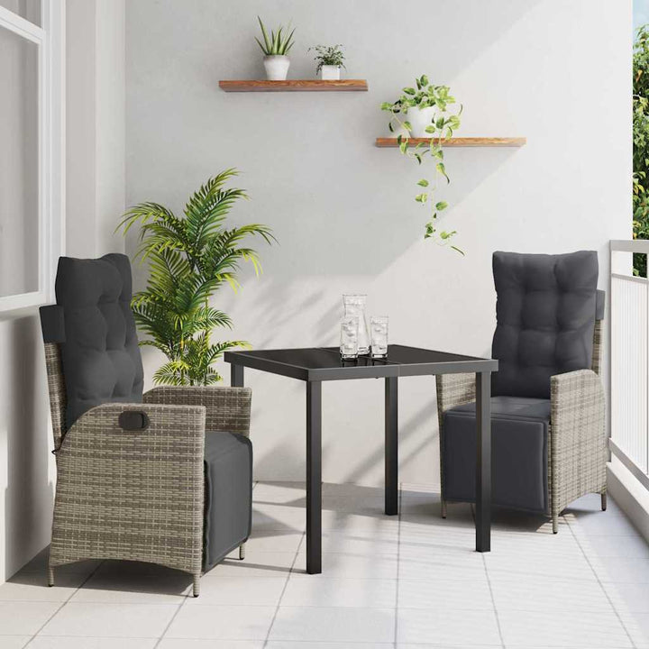 Have Spisebordssæt 3 pcs Grå Poly rattan
