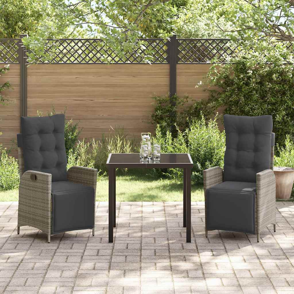 Have Spisebordssæt 3 pcs Grå Poly rattan