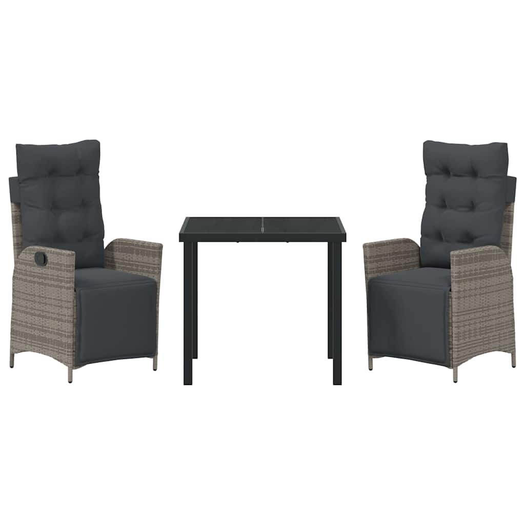 Have Spisebordssæt 3 pcs Grå Poly rattan