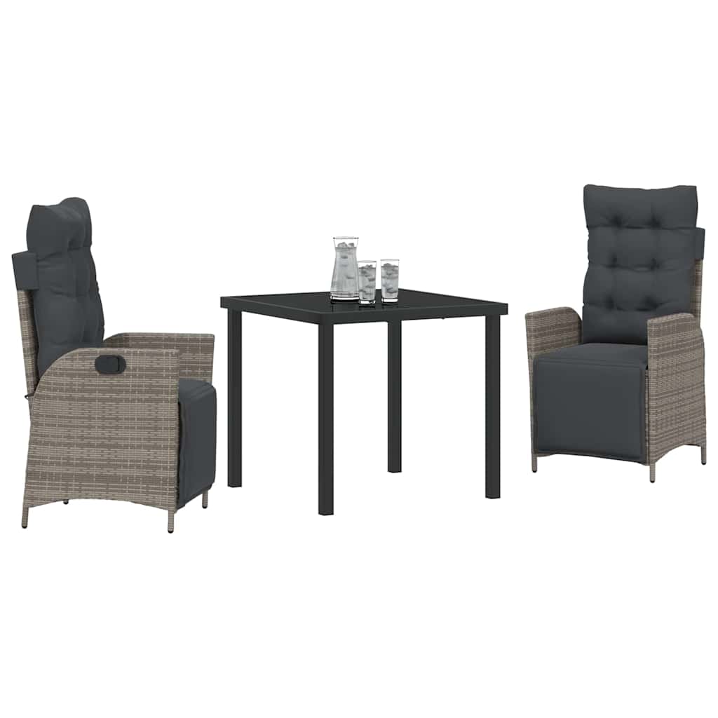 Have Spisebordssæt 3 pcs Grå Poly rattan