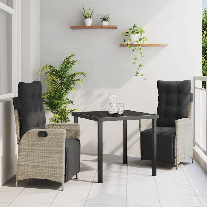 Have Spisebordssæt 3 pcs Lysegrå Poly rattan