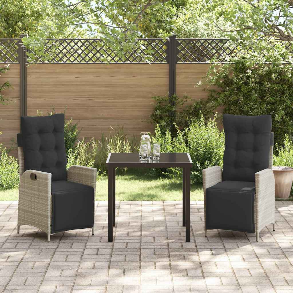 Have Spisebordssæt 3 pcs Lysegrå Poly rattan