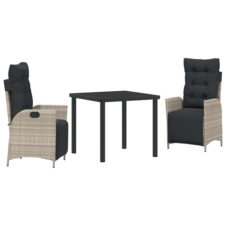 Have Spisebordssæt 3 pcs Lysegrå Poly rattan