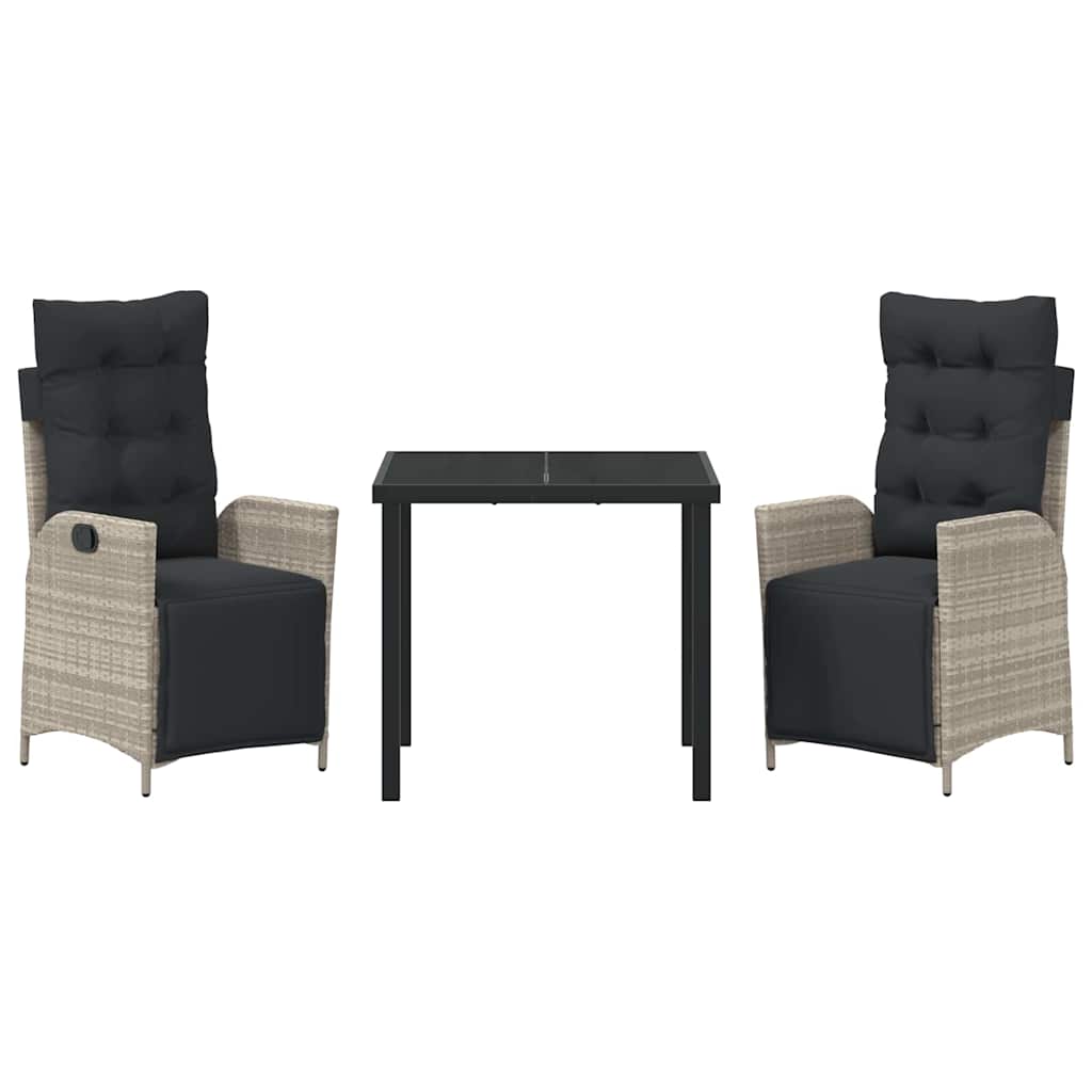 Have Spisebordssæt 3 pcs Lysegrå Poly rattan