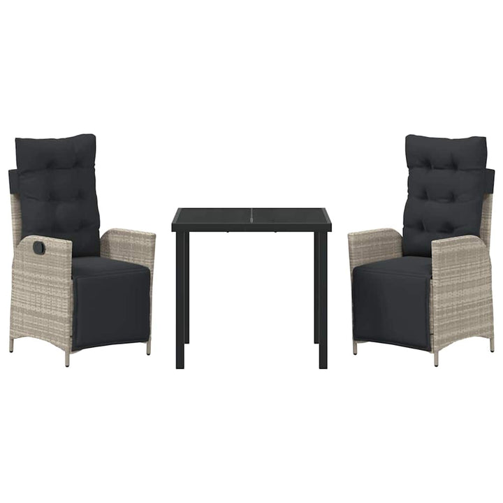 Have Spisebordssæt 3 pcs Lysegrå Poly rattan