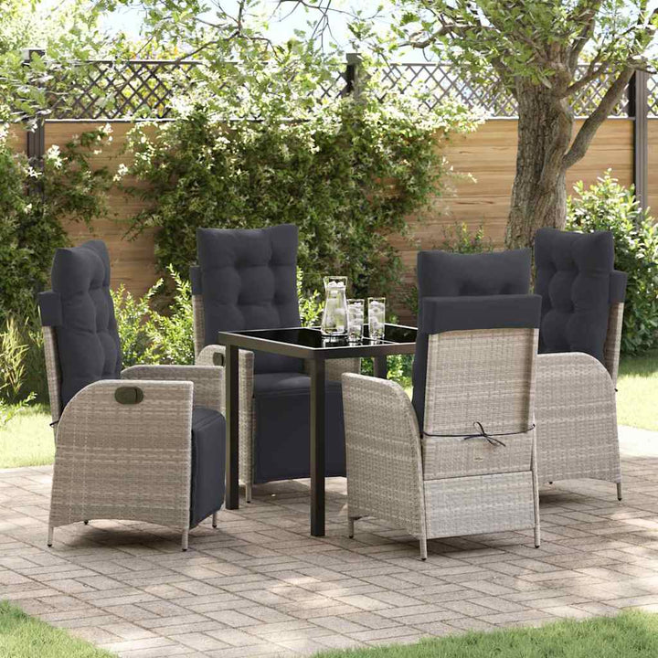 Have Spisebordssæt 5 pcs Lysegrå Poly rattan