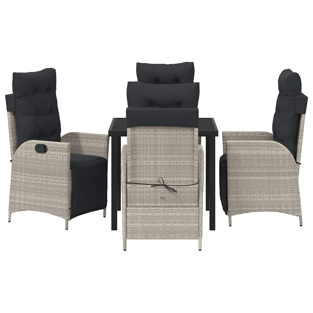 Have Spisebordssæt 5 pcs Lysegrå Poly rattan