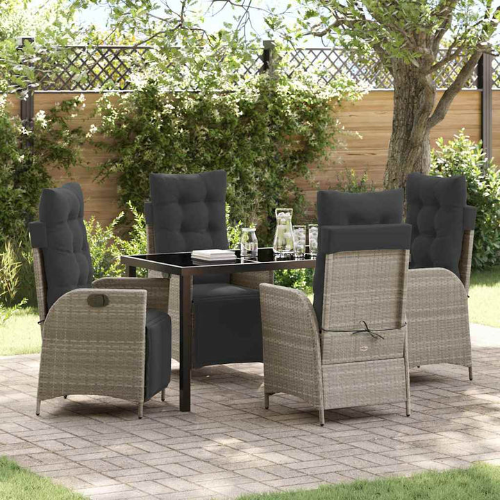 Have Spisebordssæt 5 pcs Lysegrå Poly rattan