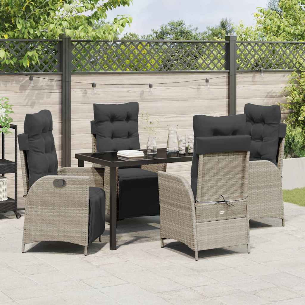 Have Spisebordssæt 5 pcs Lysegrå Poly rattan
