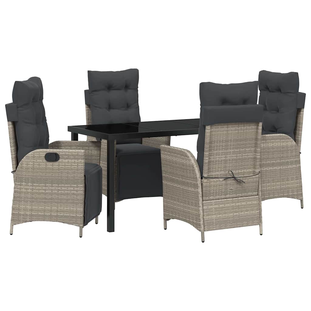 Have Spisebordssæt 5 pcs Lysegrå Poly rattan