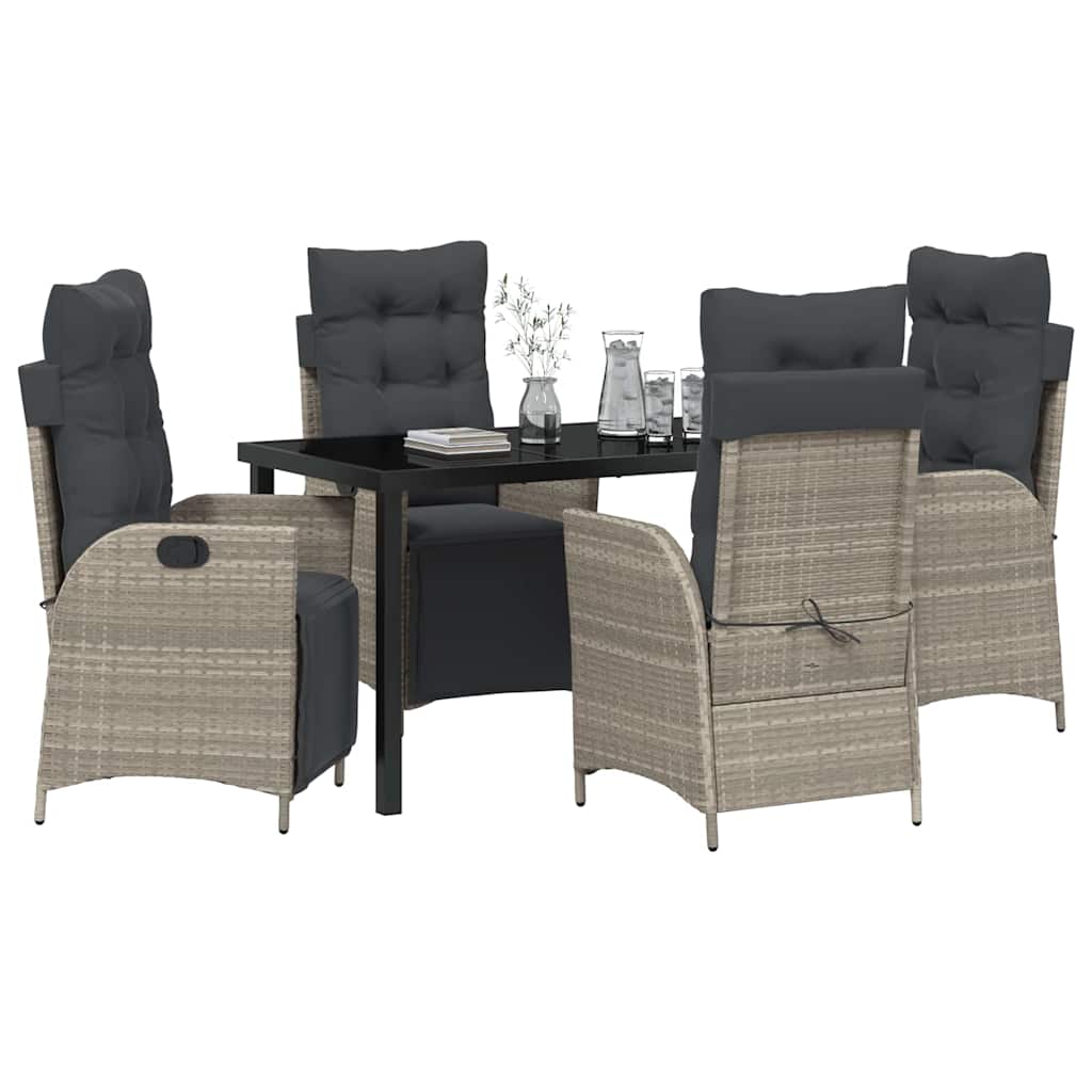 Have Spisebordssæt 5 pcs Lysegrå Poly rattan
