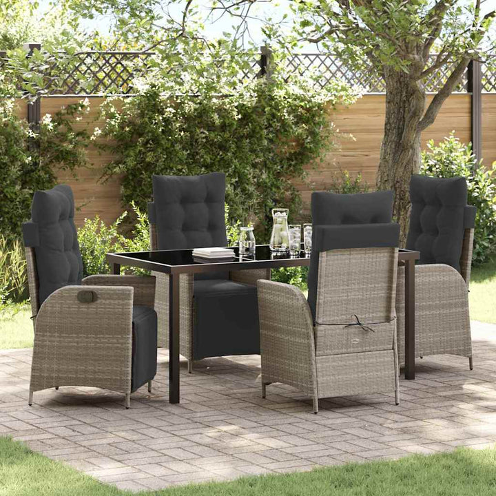 Have Spisebordssæt 5 pcs Lysegrå Poly rattan