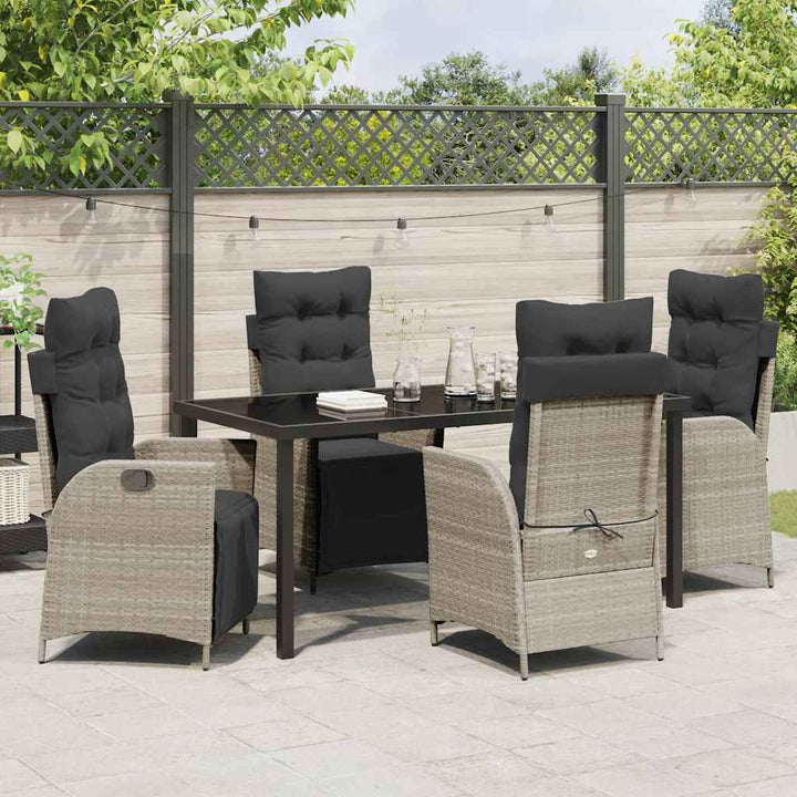 Have Spisebordssæt 5 pcs Lysegrå Poly rattan