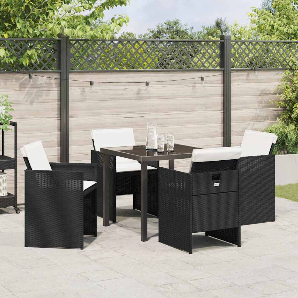 Have Spisebordssæt 5 pcs Sort polyrattan