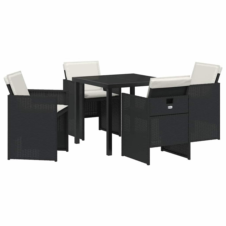 Have Spisebordssæt 5 pcs Sort polyrattan