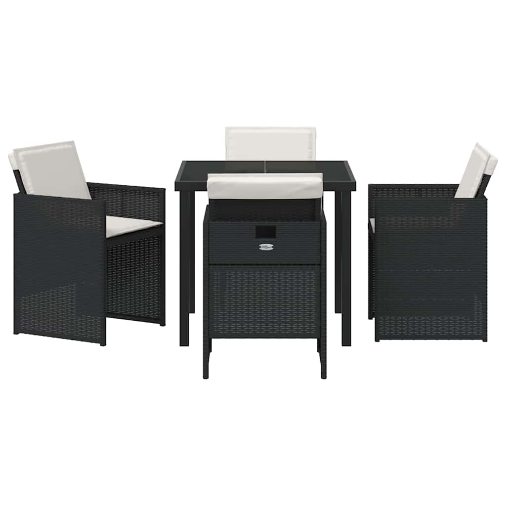 Have Spisebordssæt 5 pcs Sort polyrattan