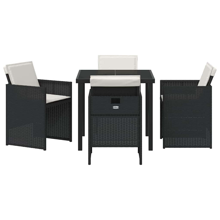 Have Spisebordssæt 5 pcs Sort polyrattan