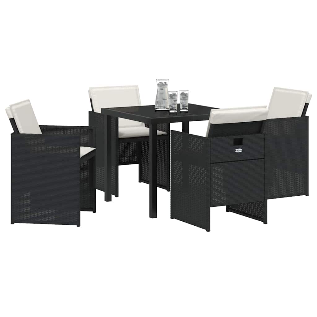 Have Spisebordssæt 5 pcs Sort polyrattan