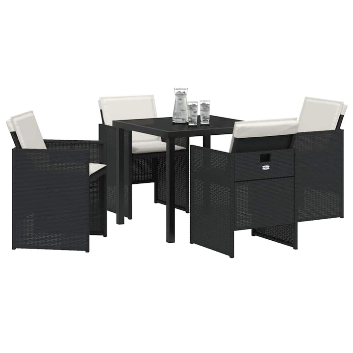 Have Spisebordssæt 5 pcs Sort polyrattan