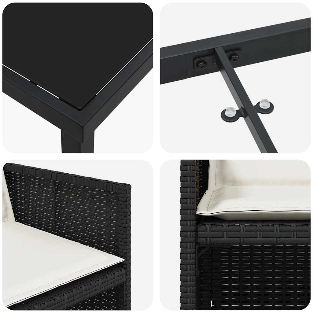 Have Spisebordssæt 5 pcs Sort polyrattan