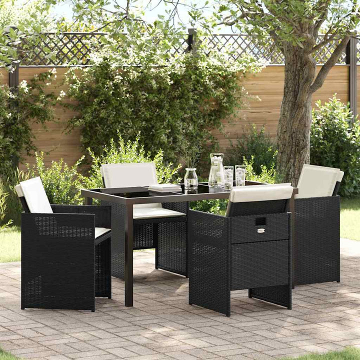 Have Spisebordssæt 5 pcs Sort polyrattan