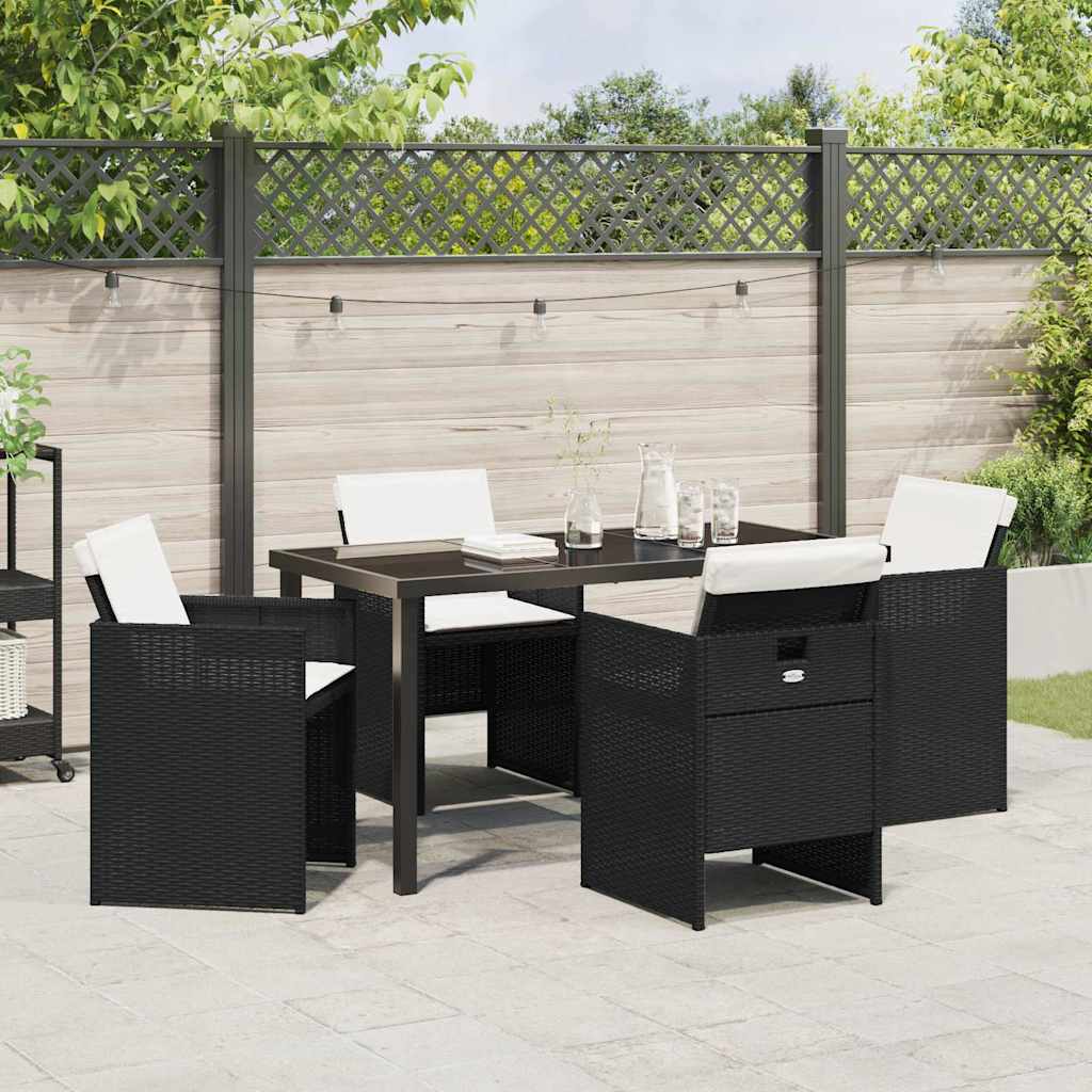 Have Spisebordssæt 5 pcs Sort polyrattan
