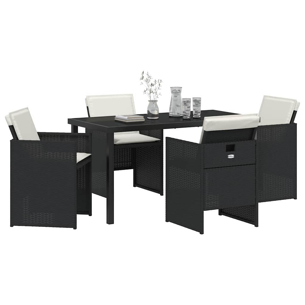 Have Spisebordssæt 5 pcs Sort polyrattan