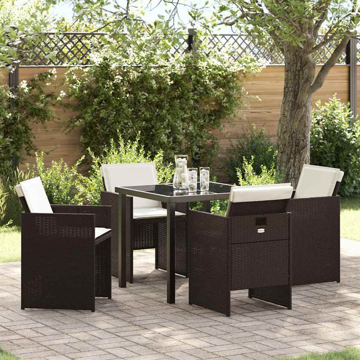 Have Spisebordssæt 5 pcs Brun polyrattan
