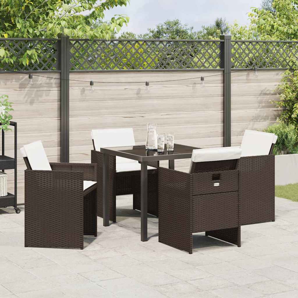 Have Spisebordssæt 5 pcs Brun polyrattan