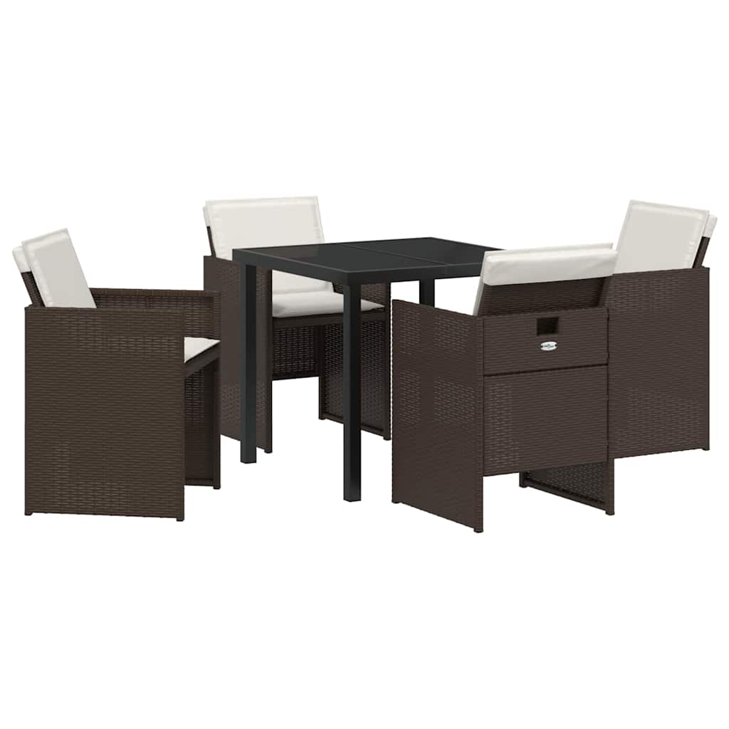 Have Spisebordssæt 5 pcs Brun polyrattan
