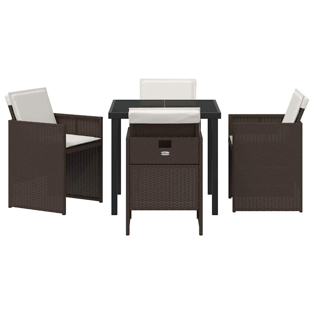 Have Spisebordssæt 5 pcs Brun polyrattan