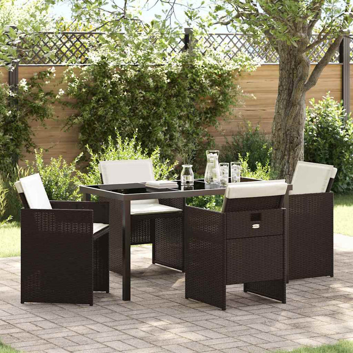 Have Spisebordssæt 5 pcs Brun polyrattan