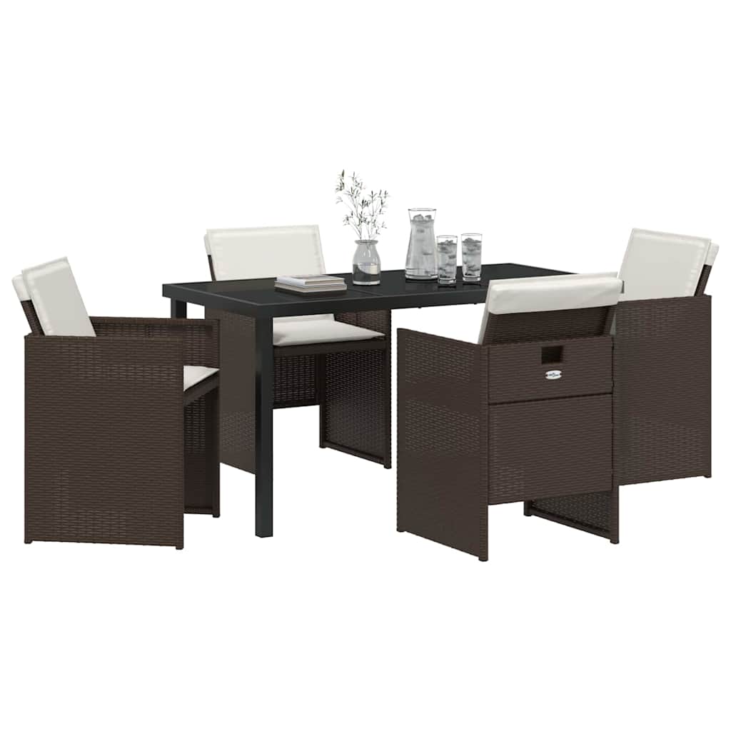 Have Spisebordssæt 5 pcs Brun polyrattan