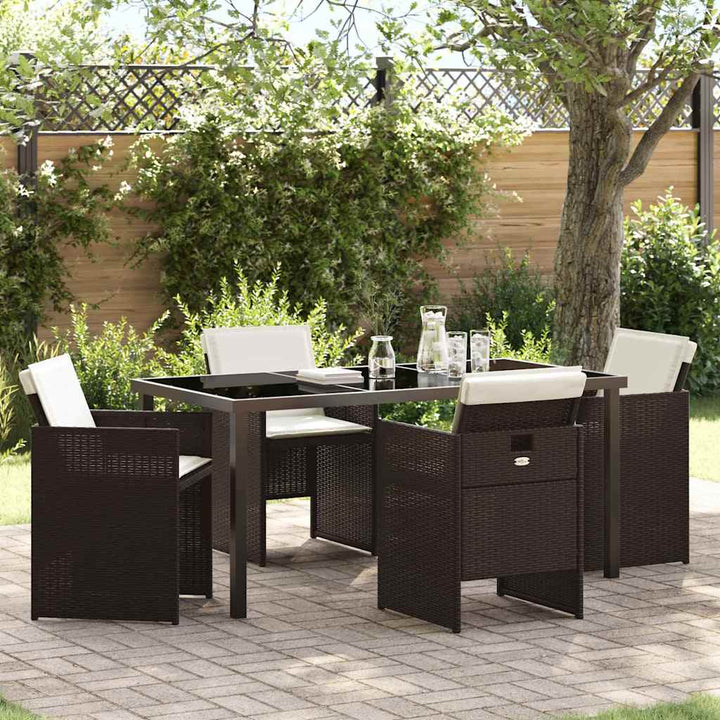 Have Spisebordssæt 5 pcs Brun polyrattan