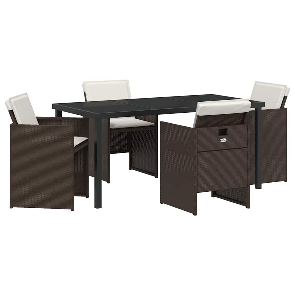 Have Spisebordssæt 5 pcs Brun polyrattan