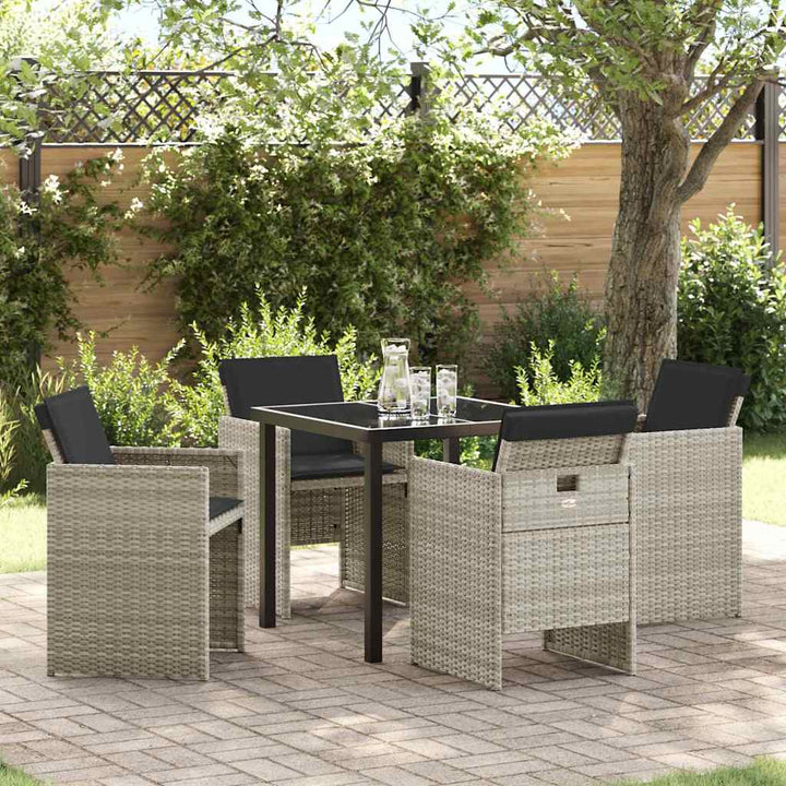 Have Spisebordssæt 5 pcs Lysegrå polyrattan