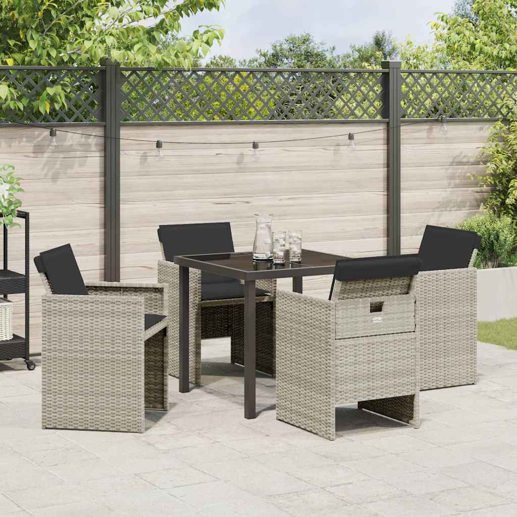 Have Spisebordssæt 5 pcs Lysegrå polyrattan
