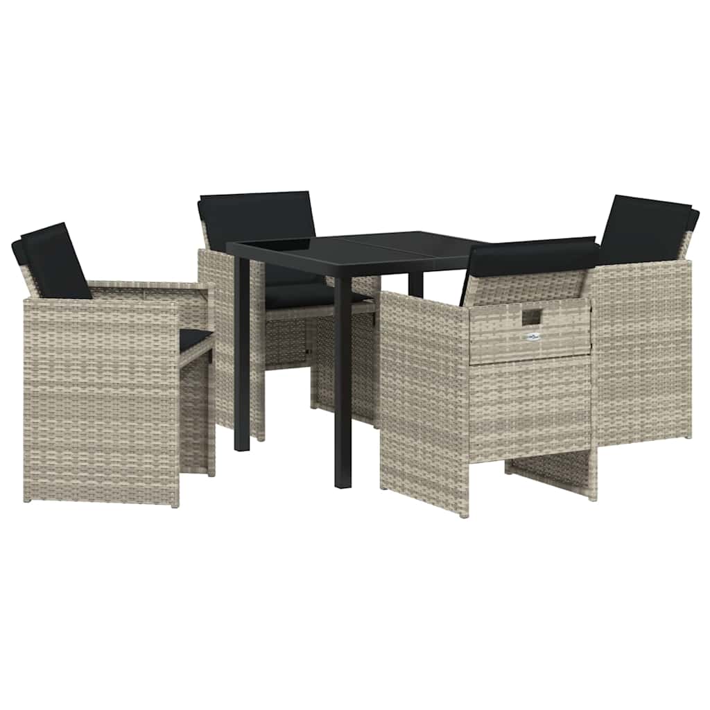 Have Spisebordssæt 5 pcs Lysegrå polyrattan