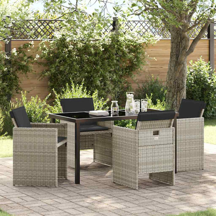 Have Spisebordssæt 5 pcs Lysegrå polyrattan